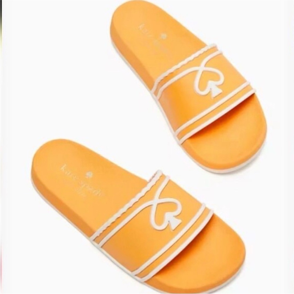 Kate Spade Women’s Orange Slide Sandals with ♠️ Accent